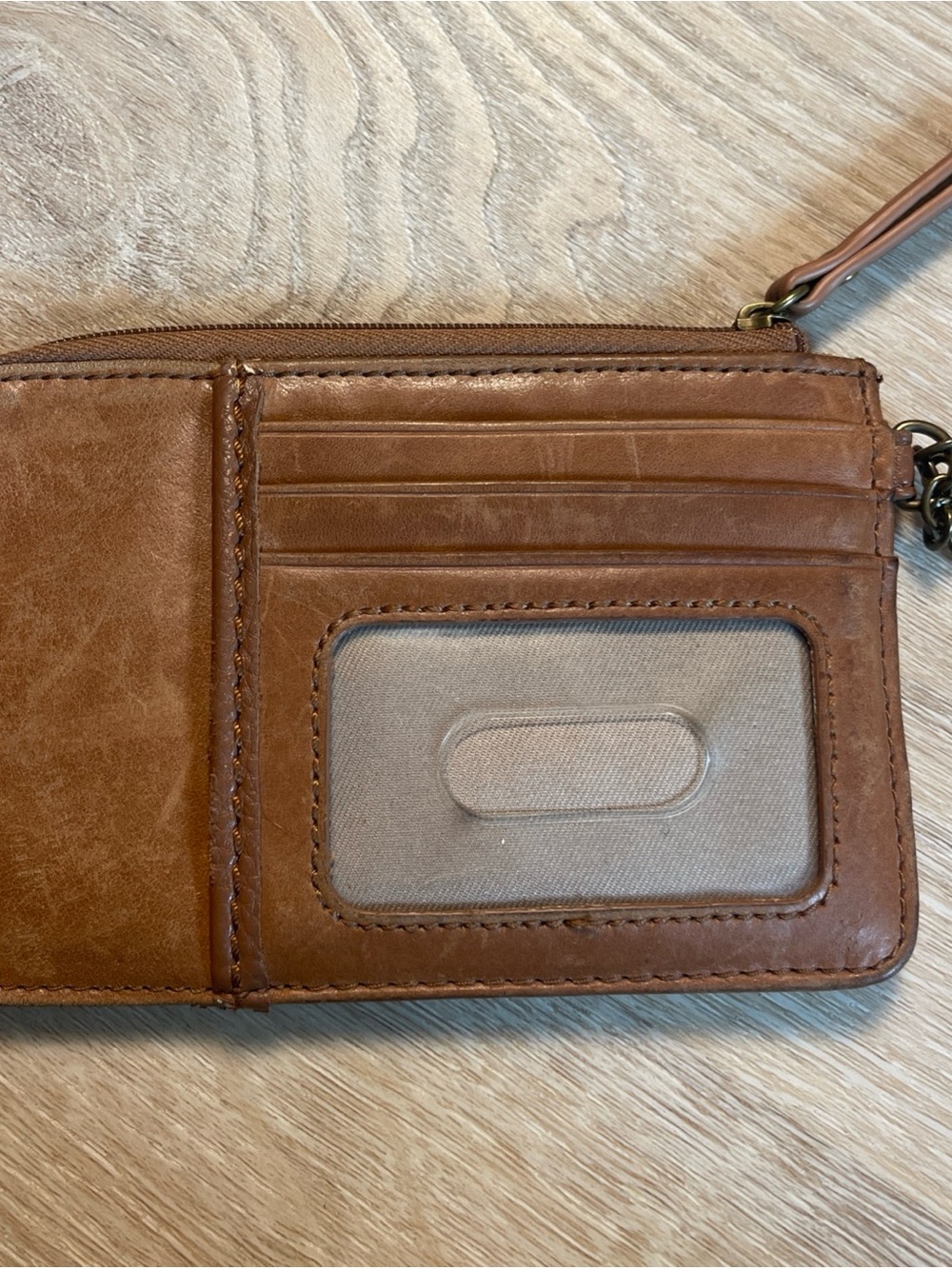 THE SAK Iris Brown Leather Floral Leaf Embossed Wallet Card Holder - Picture 3 of 5